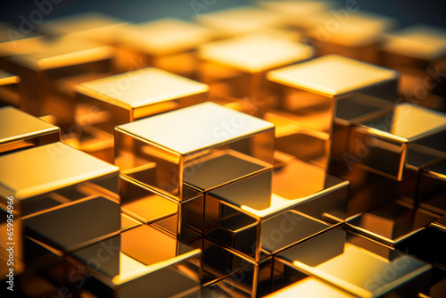 Close-up of gold bullion stack. Investing into precious metals.