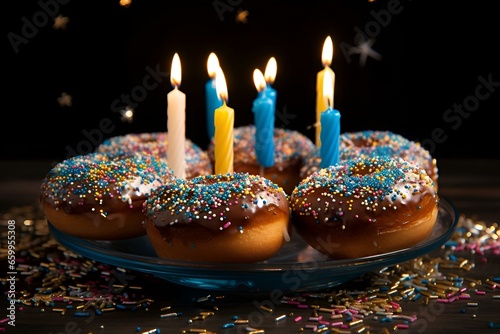 birthday cake with candles AI Generative 