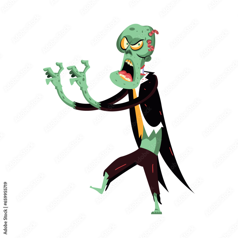 Zombie Character of Hallowen Isolated Retro Cartoon Vector Zombie Character of Hallowen Isolated Retro Cartoon Vector