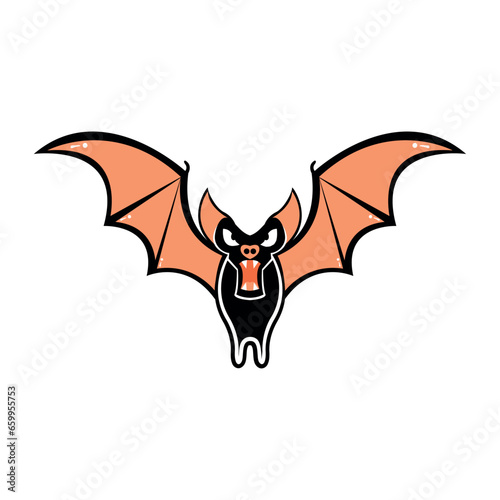 Bat Character of Hallowen Isolated Retro Cartoon Vector