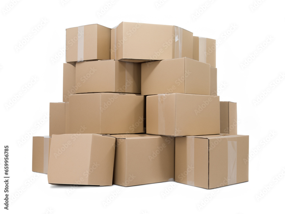 Fototapeta premium stack of cardboard boxes isolated on a white background.