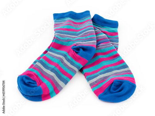 colorful socks isolated on white background.