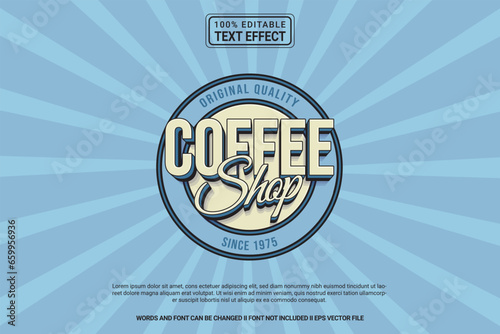 Editable text effect Coffee Shop 3d cartoon template stlye modren premium vector