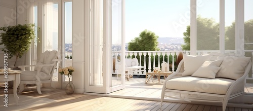 Bright interior with balcony furniture © Lasvu