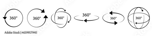 360 degrees icons set arrows isolated on white background. Rotation sign. EPS 10