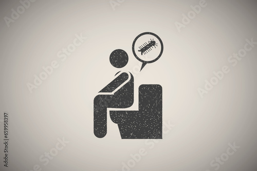 Constipation, diarrhea icon vector illustration in stamp style