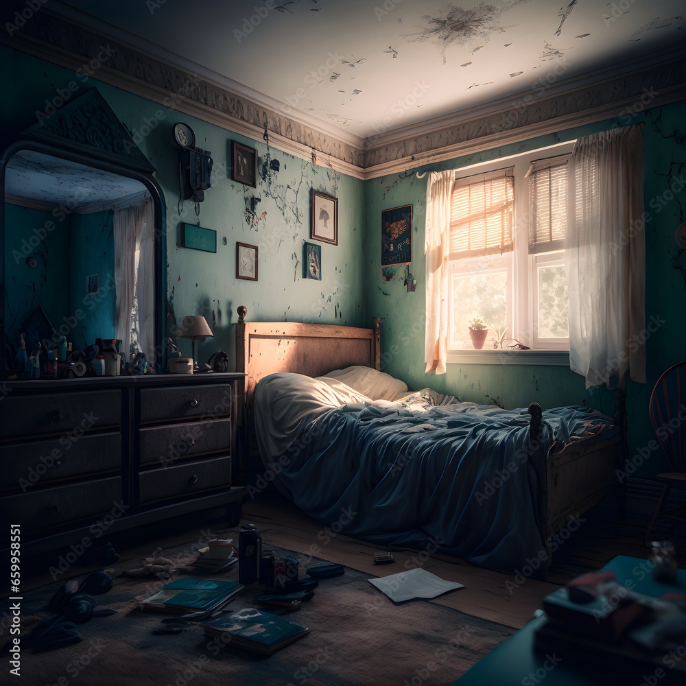 empty bedroom insane detail photorealistic 8k UltraWide angle model