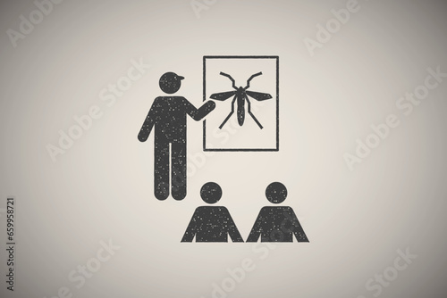Aedes, awareness, campaign, dengue, icon vector illustration in stamp style