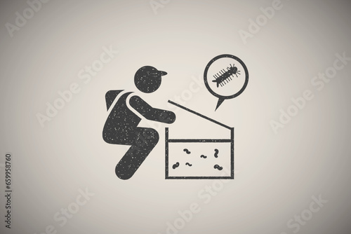 Check, fine, summon icon vector illustration in stamp style