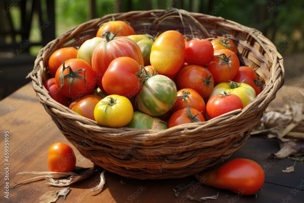 decomposing tomatoes in a basket decomposing tomatoes in a basket