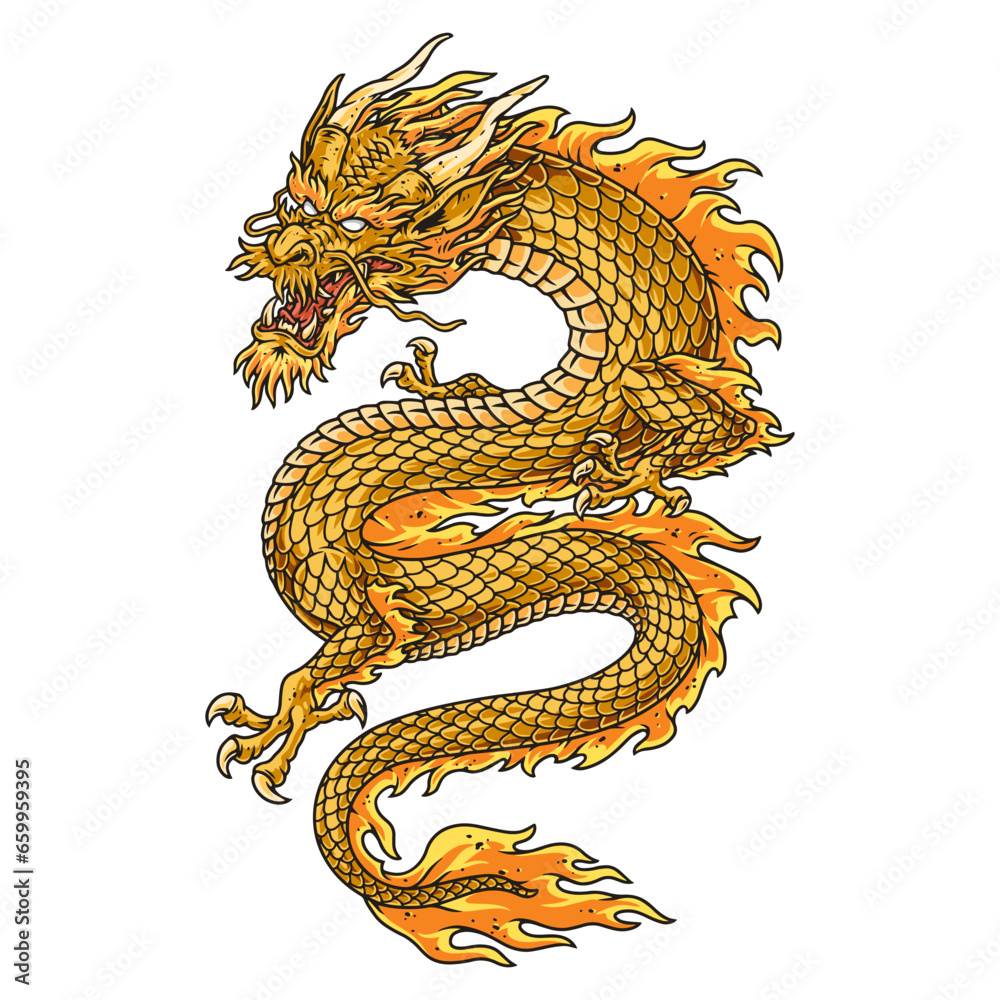 Obraz premium Eastern dragon monster colorful emblem