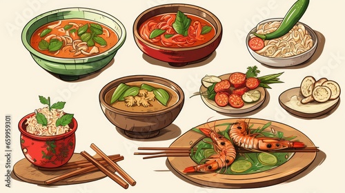 thai food set, vector