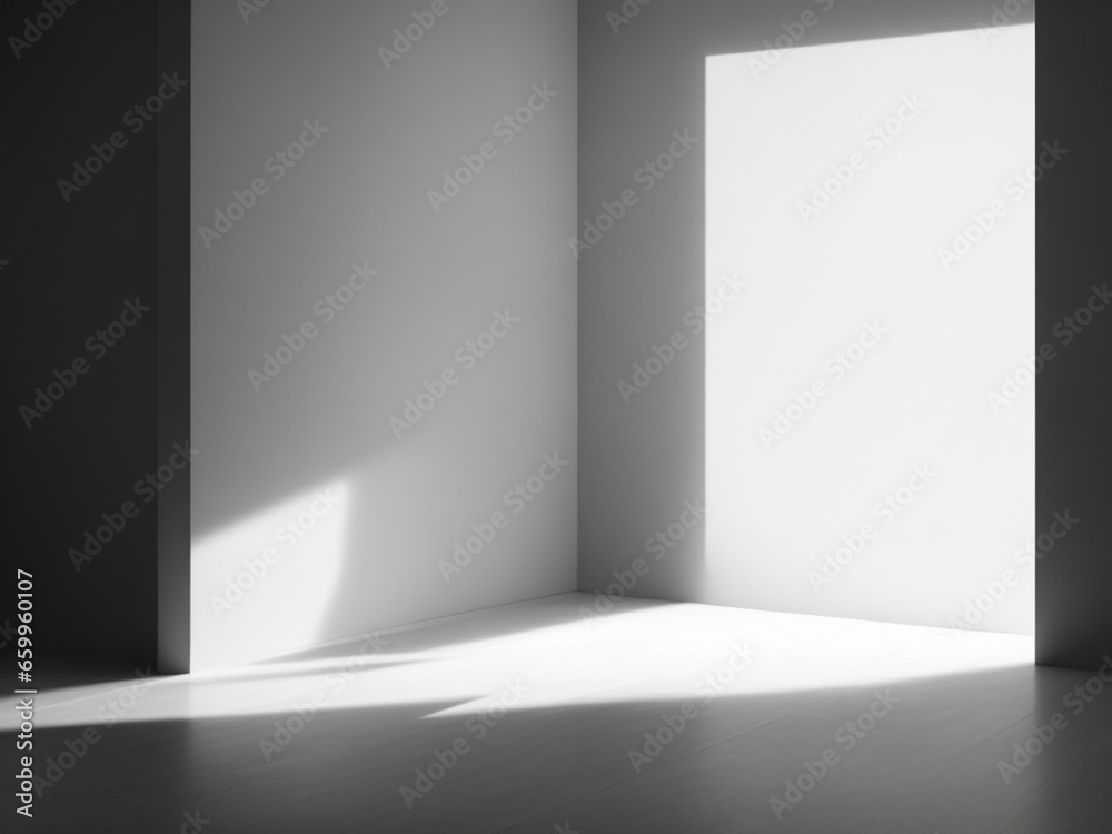Immagine di sfondo di uno spazio vuoto in toni di grigio con un gioco di luci e ombre sulla parete e sul pavimento per lavori di progettazione o creativi Immagine di sfondo di uno spazio vuoto in toni di grigio con un gioco di luci e ombre sulla parete e sul pavimento per lavori di progettazione o creativi