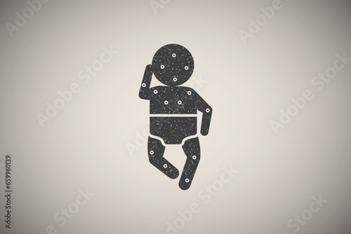 Baby, measles icon vector illustration in stamp style photo