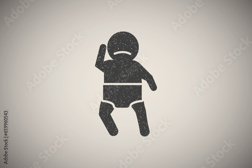 Baby, limpness, weak icon vector illustration in stamp style