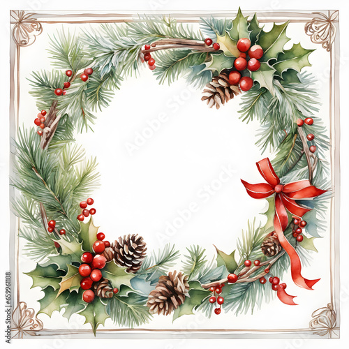round christmas frame with branches © Maxim