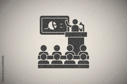 Chart blackboard trainer icon vector illustration in stamp style