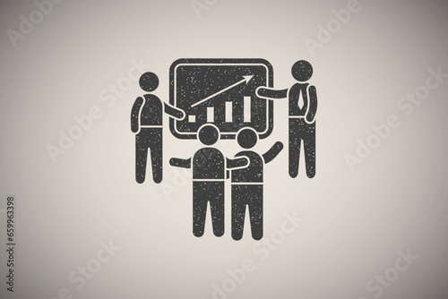 Blackboard charts trainers icon vector illustration in stamp style