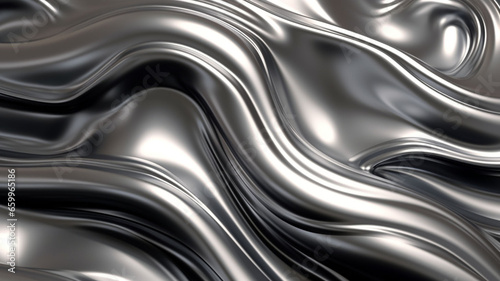 A 3D Rendered Abstract Background Enveloped in Multicolored Silver Liquid Bubbles and Flowing Wavy Patterns, Evoking Tranquility and Sophistication, Ideal Contemporary Design, Artistic Expression,