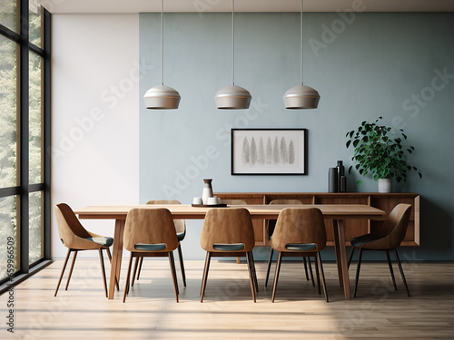 Minimalist design, elegant space - modern dining room. AI Generation.