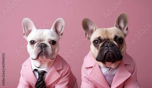 French bulldog in a pink suit © marimalina