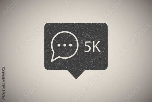 Chat bubble comment 5k icon vector illustration in stamp style