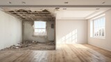 empty room before and after renovation - home refurnishment