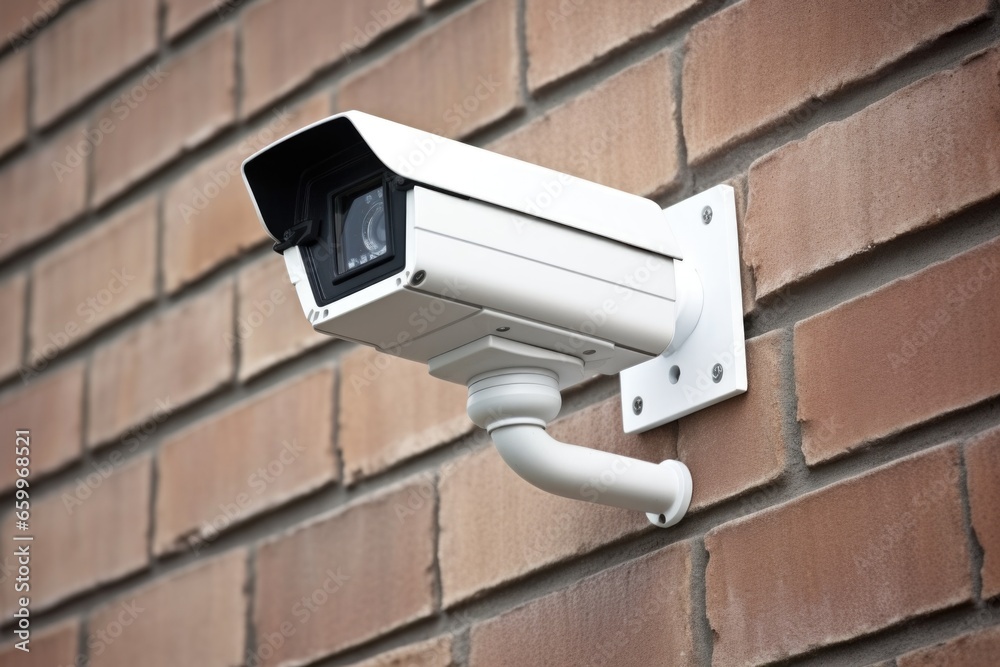a home security camera mounted on a brick wall a home security camera mounted on a brick wall