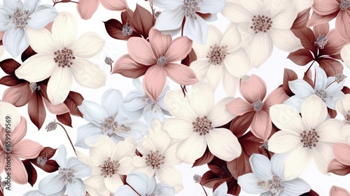 Beautiful Delicate Flowers Seamless Pattern