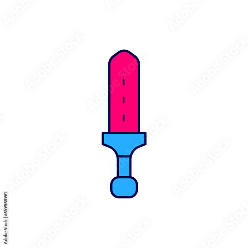Filled outline Medieval sword icon isolated on white background. Medieval weapon. Vector