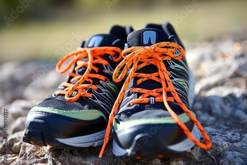 an untied shoelace on a running shoe