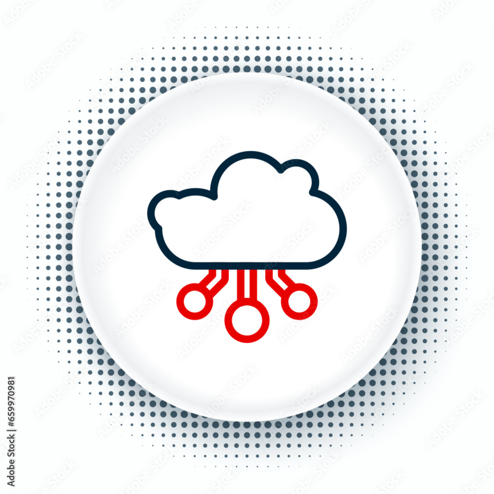 Line Internet of things icon isolated on white background. Cloud computing design concept. Digital network connection. Colorful outline concept. Vector Line Internet of things icon isolated on white background. Cloud computing design concept. Digital network connection. Colorful outline concept. Vector