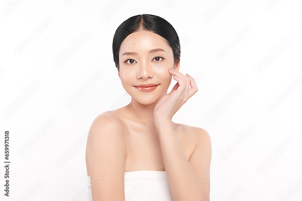 Beautiful young asian woman with clean fresh skin on white background, Face care, Facial treatment, Cosmetology, beauty and spa, Asian women portrait. Beautiful young asian woman with clean fresh skin on white background, Face care, Facial treatment, Cosmetology, beauty and spa, Asian women portrait.