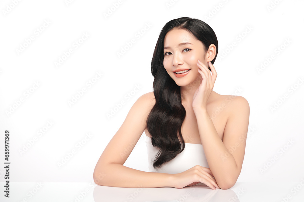 Beautiful young asian woman with clean fresh skin on white background, Face care, Facial treatment, Cosmetology, beauty and spa, Asian women portrait. Beautiful young asian woman with clean fresh skin on white background, Face care, Facial treatment, Cosmetology, beauty and spa, Asian women portrait.