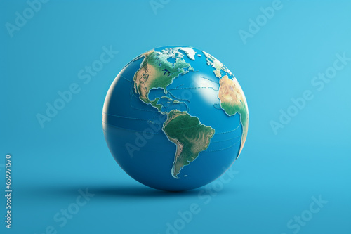 earth globe on blue background by generative AI.