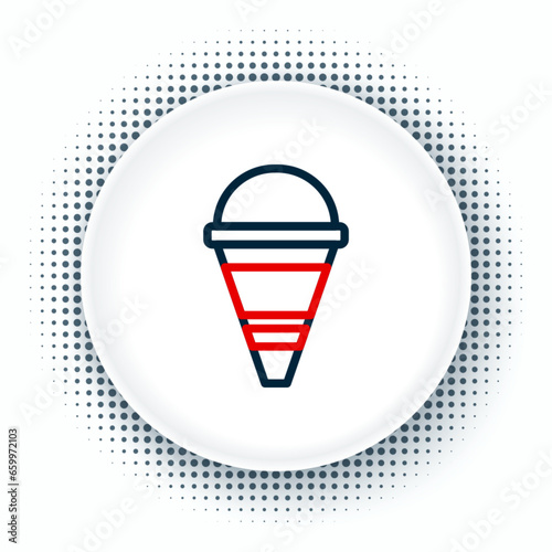 Line Fire cone bucket icon isolated on white background. Metal cone bucket empty or with water for fire fighting. Colorful outline concept. Vector