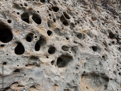 holes on the stone floor texture