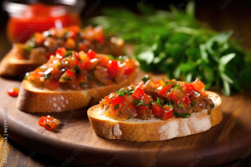 anchovy bruschetta with cherry tomato hat anchovy bruschetta with cherry tomato hat