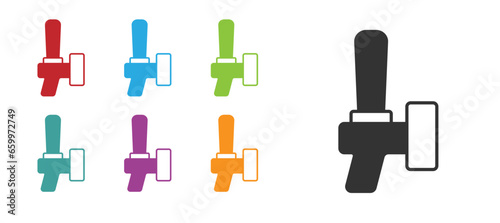 Black Beer tap icon isolated on white background. Set icons colorful. Vector