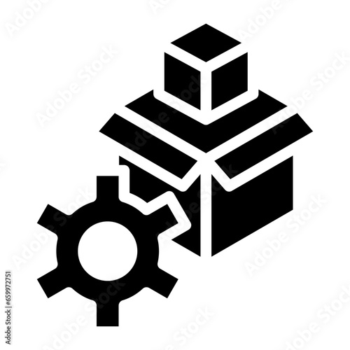 Product management  Icon. Included in Business Management Glyph Icon. Comprises essential, sleek icons representing various aspects of effective organizational leadership and administration.