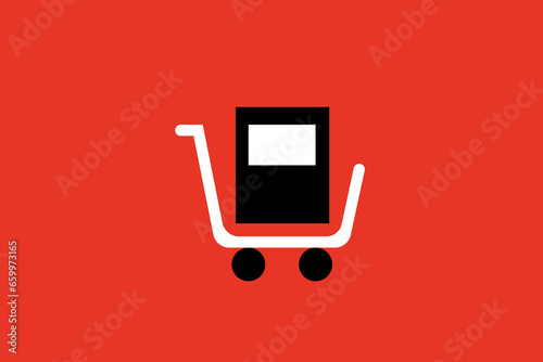 book in store cart illustration.  Vector illustration  in flat style design.