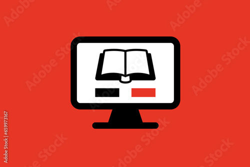 online book store illustration.  Vector illustration  in flat style design.