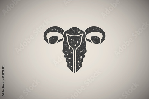 Uterine adenomyosis icon vector illustration in stamp style