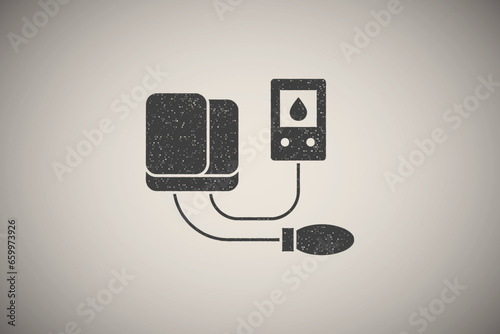 Arterial, sphygmomanometer icon vector illustration in stamp style