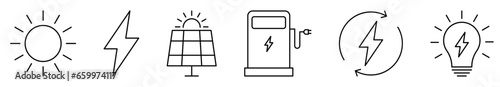 Electricity icon set. Power clean energy concept. Vector illustration isolated on white background