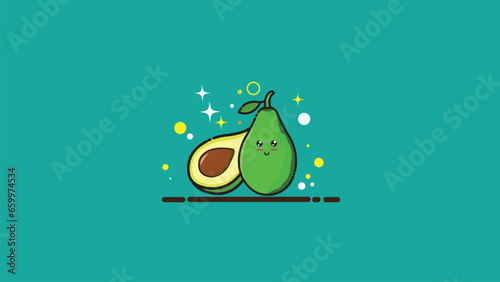 vector icon design for cute avocado, cartoon pokat, cute character pokat