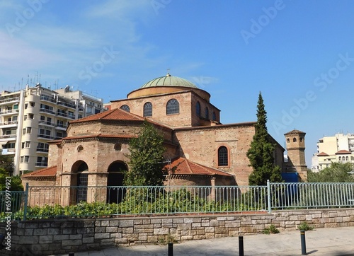 The large, 7th century, Byzantine church of Hagia Sofia, or Holy Wisdom, in Thessaloniki, Greece