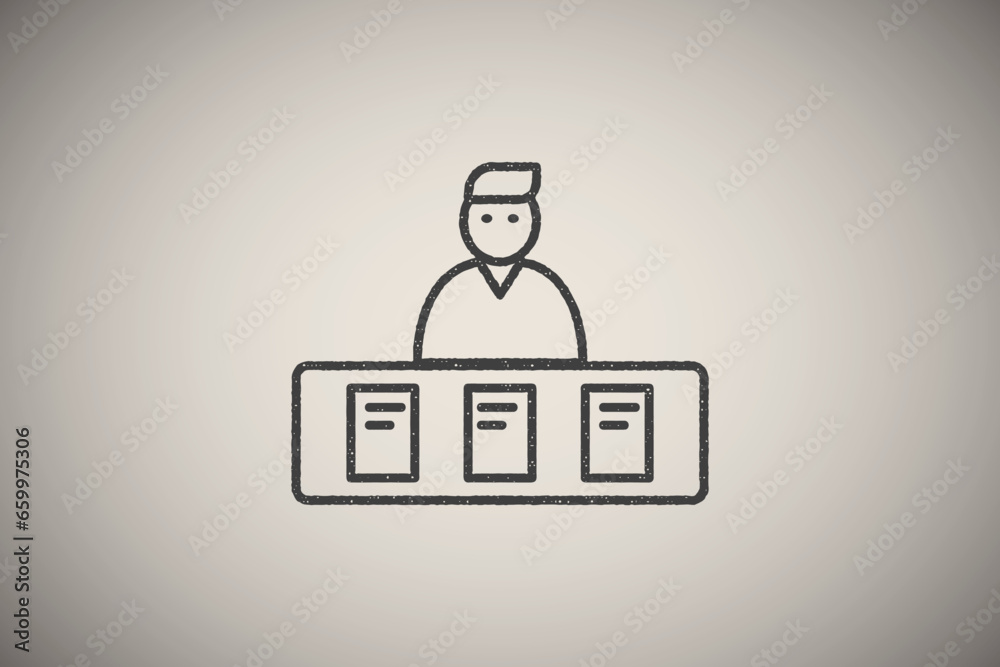 office building icon vector illustration in stamp style