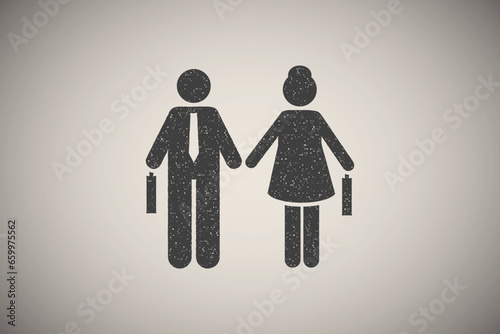 Pictogram of woman, man, jobless icon vector illustration in stamp style