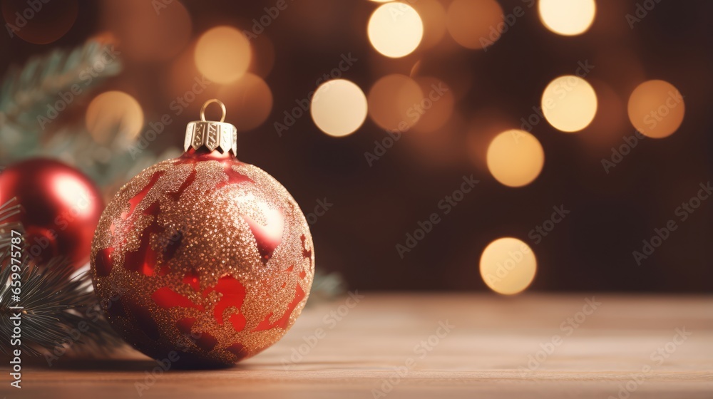 Christmas and New Year Card with Festive Ornaments Christmas and New Year Card with Festive Ornaments